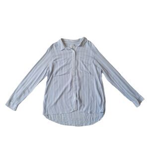 BP. Blue & White Vertical Striped Lightweight Button Up Shirt Women's Size Small